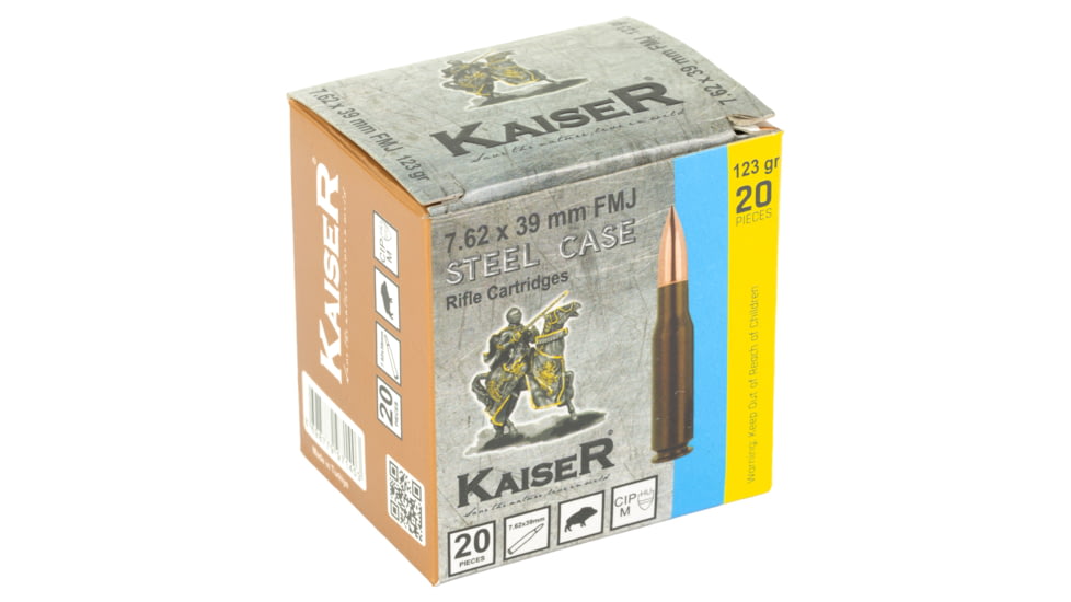 Century Arms Kaiser, 7.62X39, 123 Grain, Steel Case, Full Metal Jacket, 20 Round Box