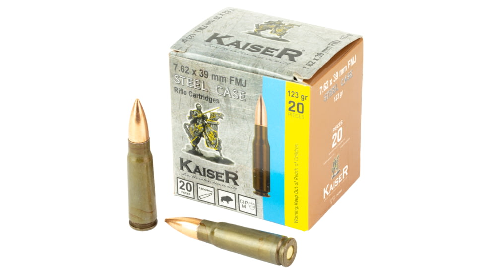 Century Arms Kaiser, 7.62X39, 123 Grain, Steel Case, Full Metal Jacket, 20 Round Box