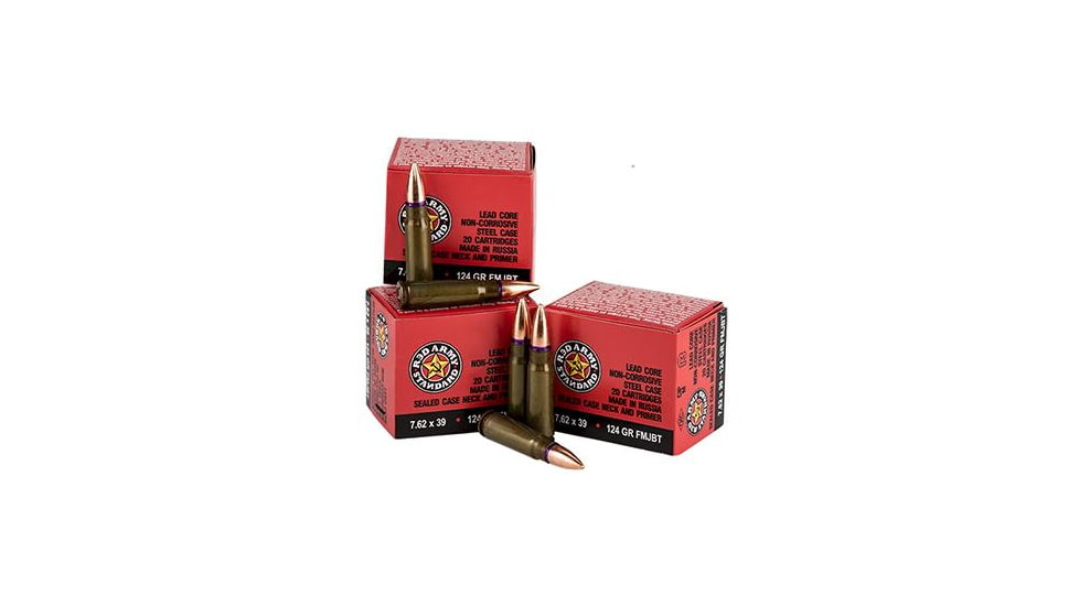 Century Arms Red Army Rifle Ammo 7.62x39mm 124gr FMJ 20 Rounds, AM2423