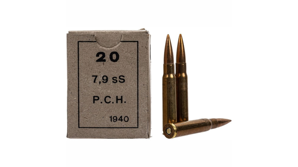 Century Greek Surplus Ammo 8mm Mauser 198 Grain Full Metal Jacket Rifle Ammo, 20 Rounds, 1213812