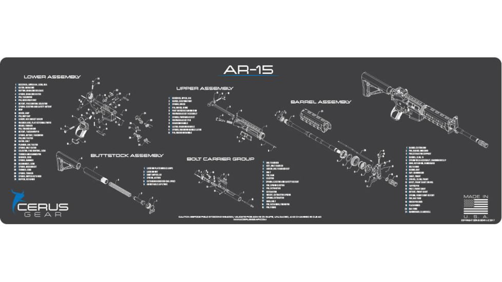 Cerus Gear 12x36 AR-15 Schematic Promat - Gray, RM-AR15-SCH-GRY