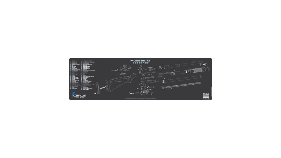 Cerus Gear 3mm Promats 14''x48'' Mossberg 500 Schematic Ch Gray