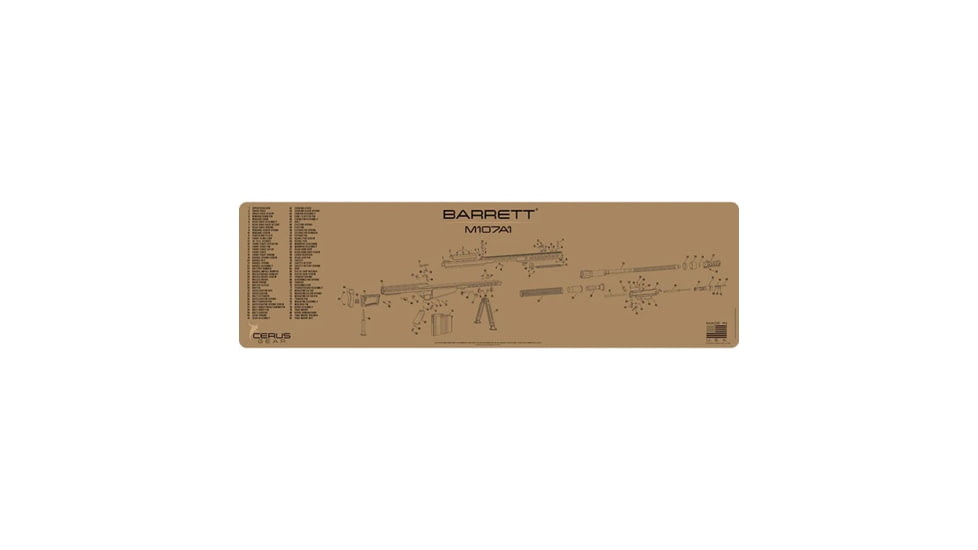 Cerus Gear BARRETT M107A1 SCHEMATIC MAGNUM GUN MAT - CHARCOAL GRAY/CERUS BLUE, 14 X 48 1597D86F, CERMMBARRM107A1SCHCOY