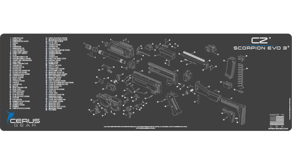 Cerus Gear CZ SCORPION EVO 3 SCHEMATIC PROMAT - CHARCOAL GRAY/CERUS BLUE E1D06058