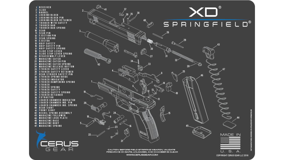 Cerus Gear SPRINGFIELD XD SCHEMATIC PROMAT - CHARCOAL GRAY/CERUS BLUE A459C4A4