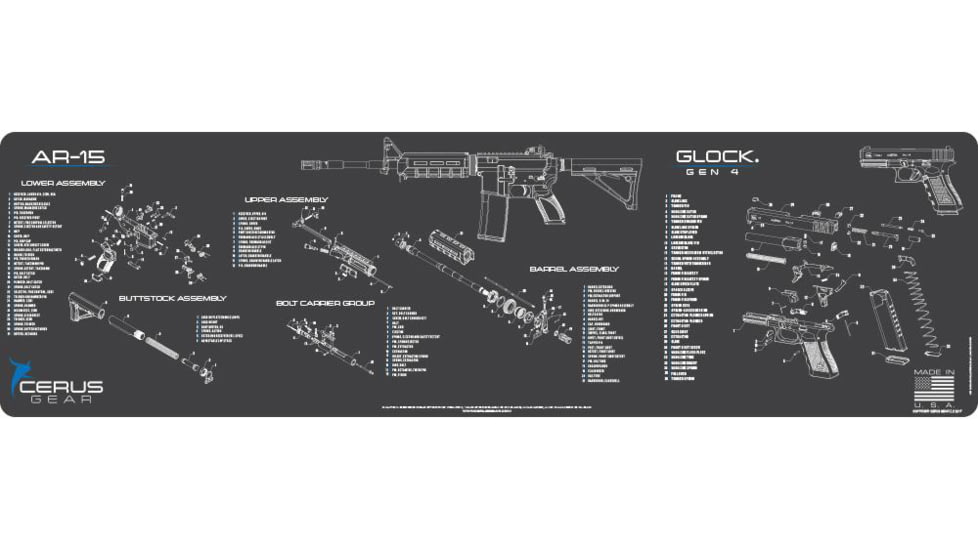 Cerus Gear Magnum XXL 14x48 AR-15/Glock Combo Schematic Promat - Gray, MM-AR15-GLK-SCH-GRY