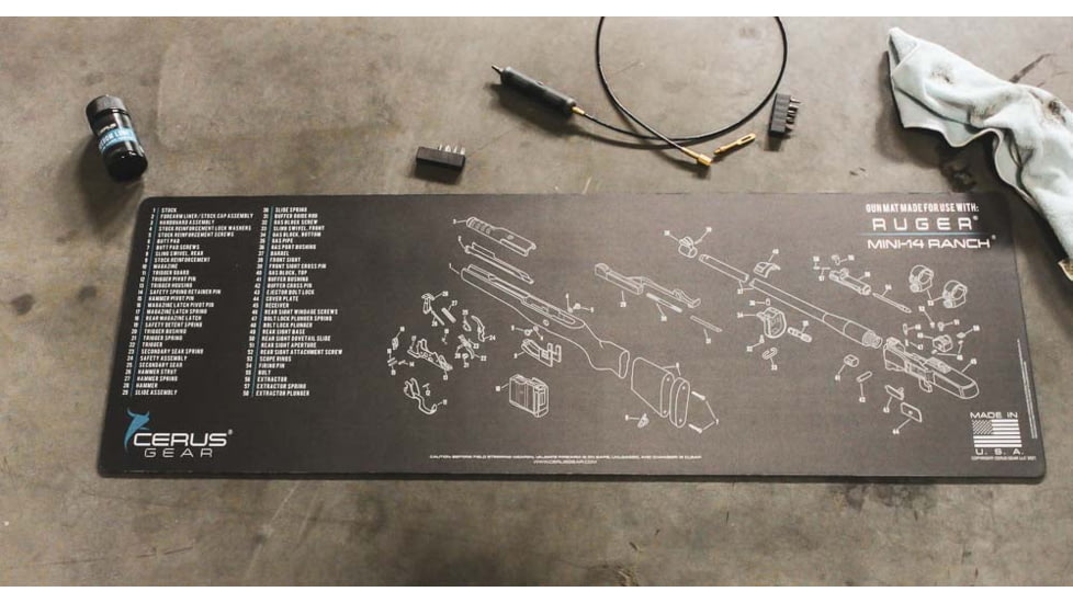 Cerus Gear RUGER MINI 14 RANCH SCHEMATIC RIFLE MAT - CHARCOAL GREY/CERUS BLUE, 12 X 36 4E007E19