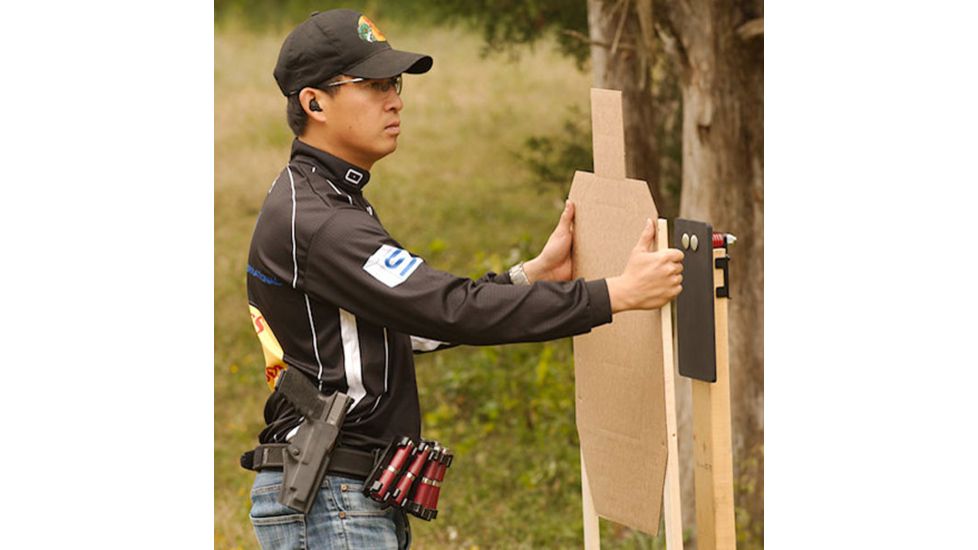 Challenge Targets Steel IPSC A Zone Handgun &amp; Rifle Target Holder with Heavy Base, Black PS-HD-TH-80019-R