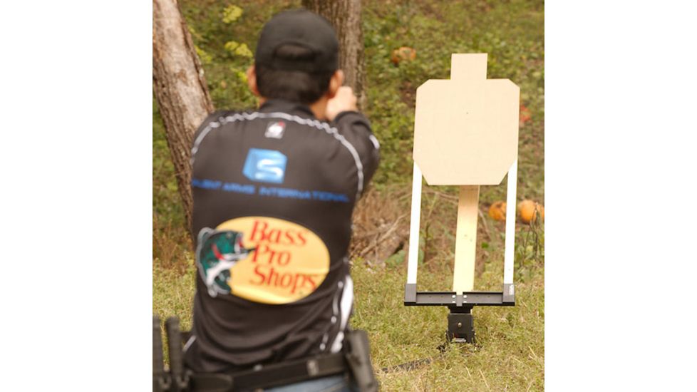 Challenge Targets Steel IPSC A Zone Handgun &amp; Rifle Target Holder with Heavy Base, Black PS-HD-TH-80019-R