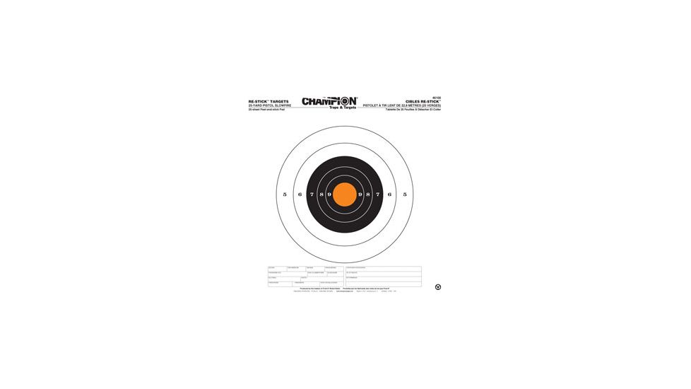 Champion Traps and Targets 46100 Re Stick 25 Yd Pistol Slowfile Target 14 5x14 5