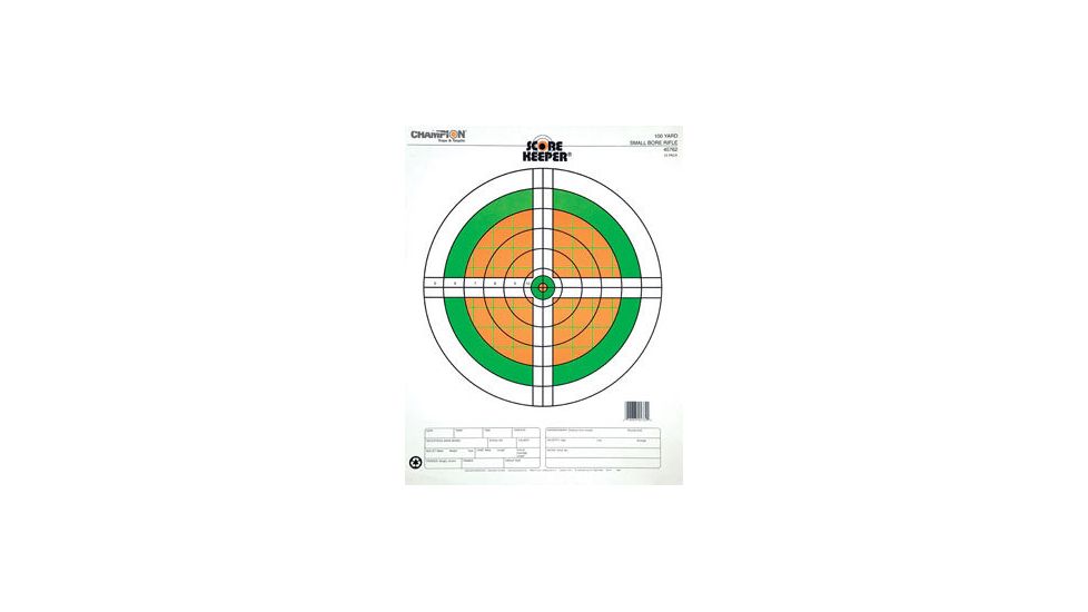Champion Traps and Targets Fluorescent Orange &amp; Green Bull, 100 Yd. Small Bore Rifle 12 Pk