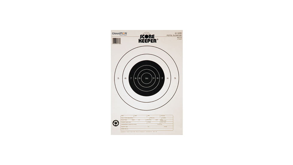 Champion Target 25yd Pistol Slowfire Target Black Bull