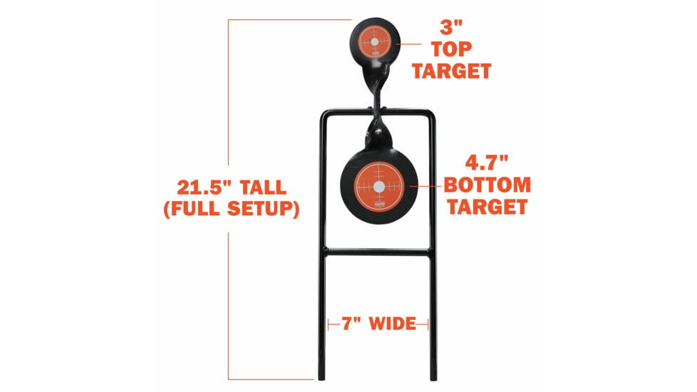 Champion Traps and Targets Centerfire Double Gong Spinner Steel Target, Orange, Small, 40875