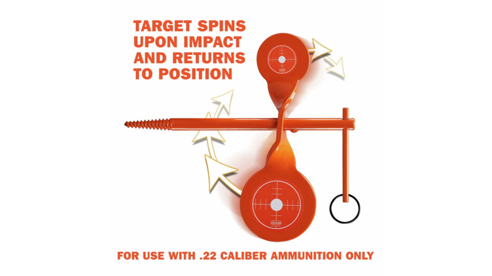 Champion Traps and Targets Rimfire Screw-In Double Gong Spinner Steel Target, Orange, Small, 40879