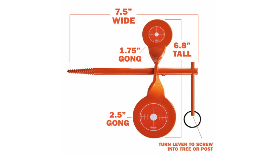 Champion Traps and Targets Rimfire Screw-In Double Gong Spinner Steel Target, Orange, Small, 40879