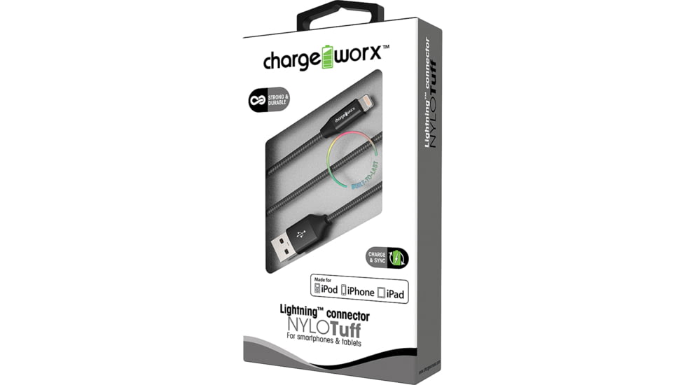 Chargeworx Cable, Lightning, 3ft, Black, CHA-CX4713BK
