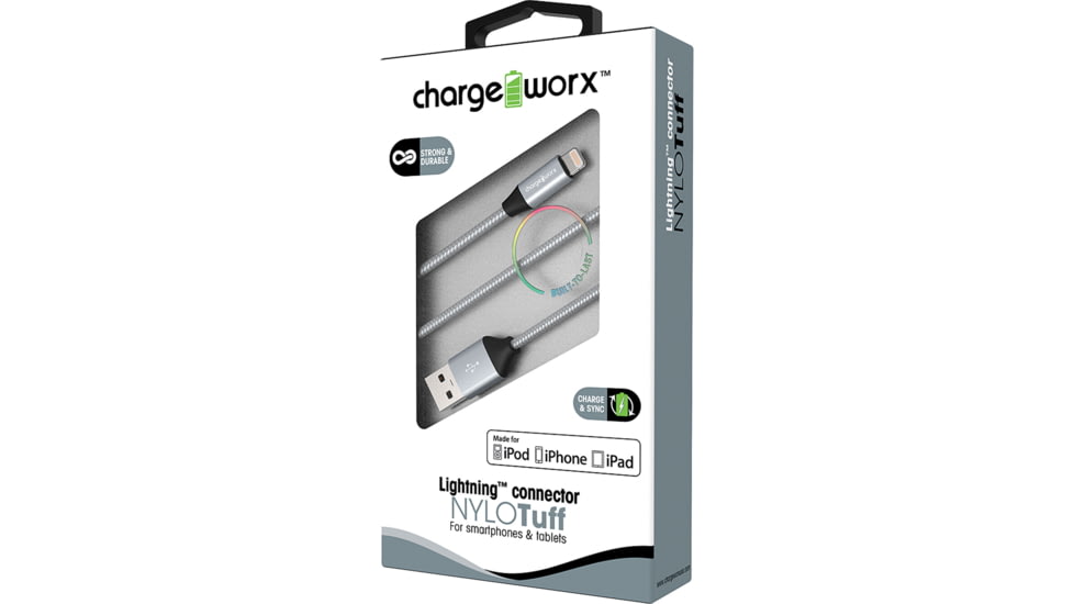Chargeworx Cable, Lightning, 3ft, Silver, CHA-CX4713SL