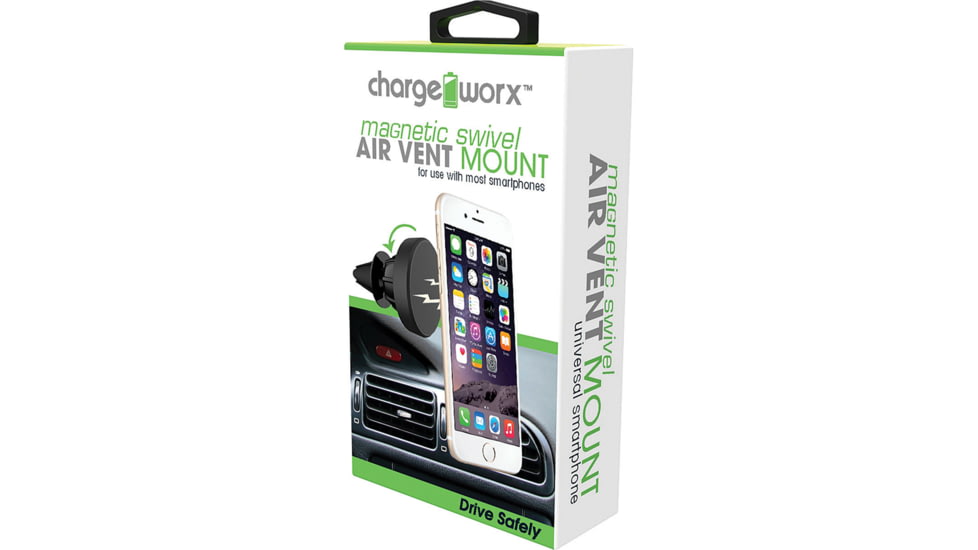 Chargeworx Magnetic Air Vent Swivel Phone Mount, Black, CX9940BK