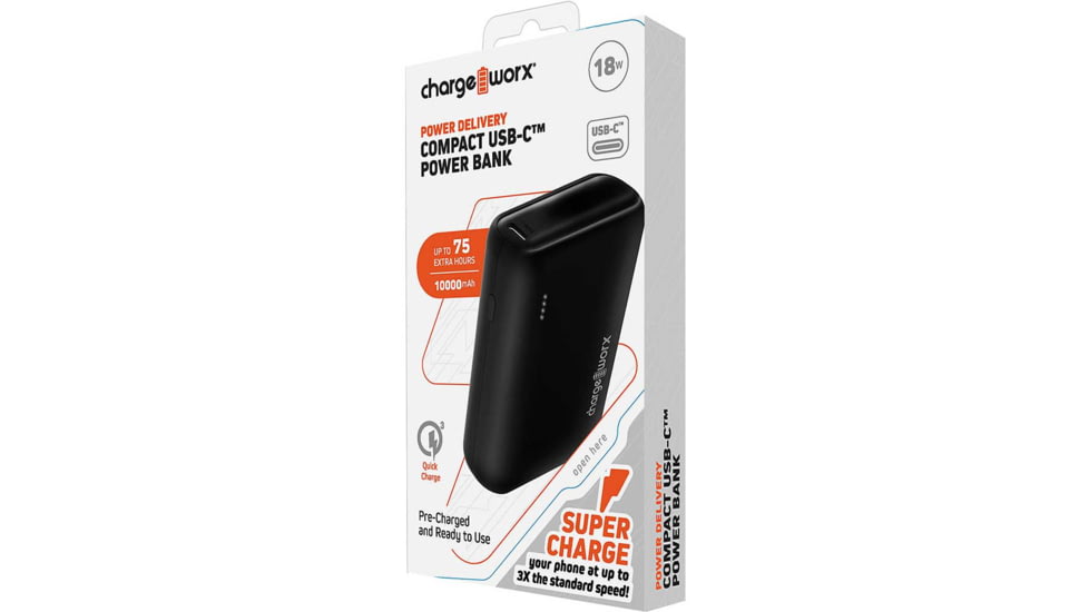 Chargeworx PD Power Bank, 10000mAh, Black, CHA-CX6849BK