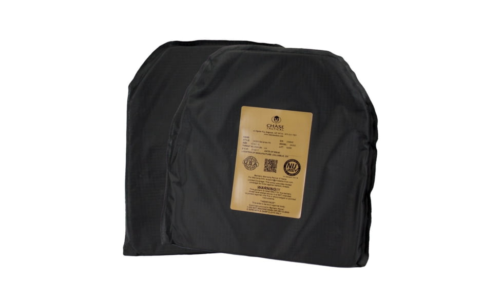 Chase Tactical Level IIIA Soft Armor Plate, Shooter Cut, 10x12in, Black, CT-SAI-10x12-F3A