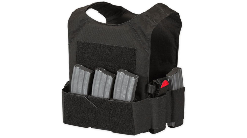 Chase Tactical Low-Vis Plate Carrier M1 w/ Triple Velcro 5.56 Mag Pouch, Black, X-Large, NSN NONE, CT-10LVPCM1-BK-XL