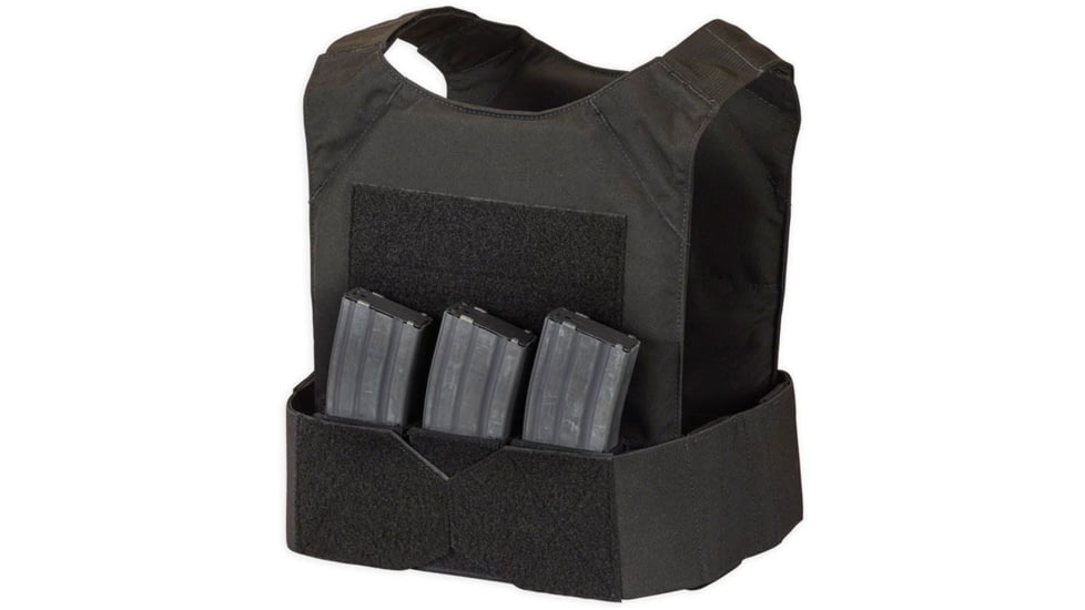 Chase Tactical Low-Vis Plate Carrier M1 w/ Triple Velcro 5.56 Mag Pouch, Black, X-Large, NSN NONE, CT-10LVPCM1-BK-XL