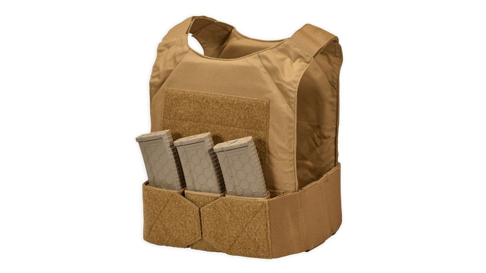 Chase Tactical Low-Vis Plate Carrier M1 w/ Triple Velcro 5.56 Mag Pouch, Coyote Tan, Regular, NSN NONE, CT-10LVPCM1-CT