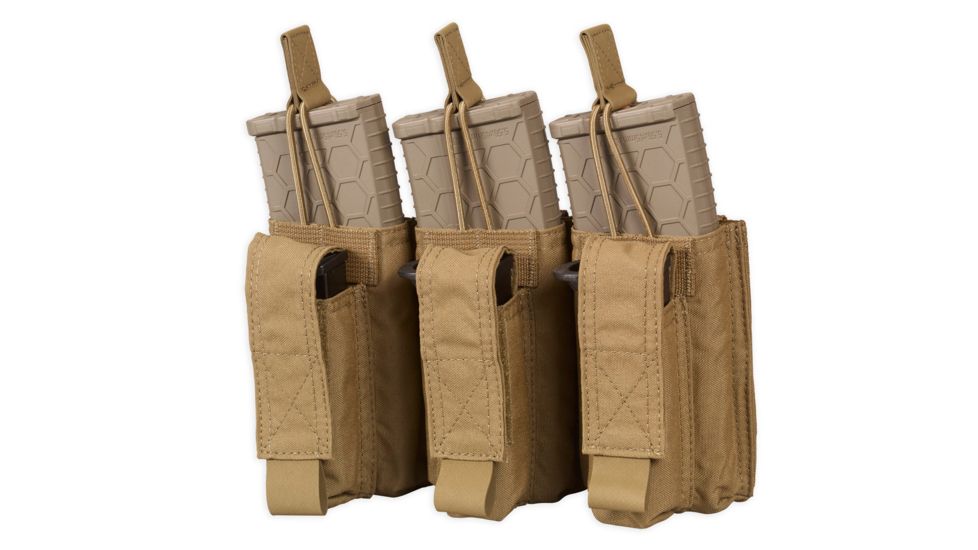 Chase Tactical Triple Kangaroo Mag Pouch, 5.56/Pistol, Coyote Tan, One Size, NSN NONE, CT-20K5PMP3-CT