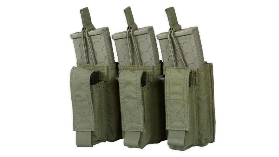 Chase Tactical Triple Kangaroo Mag Pouch, 5.56/Pistol, Ranger Green, One Size, NSN NONE, CT-20K5PMP3-RG