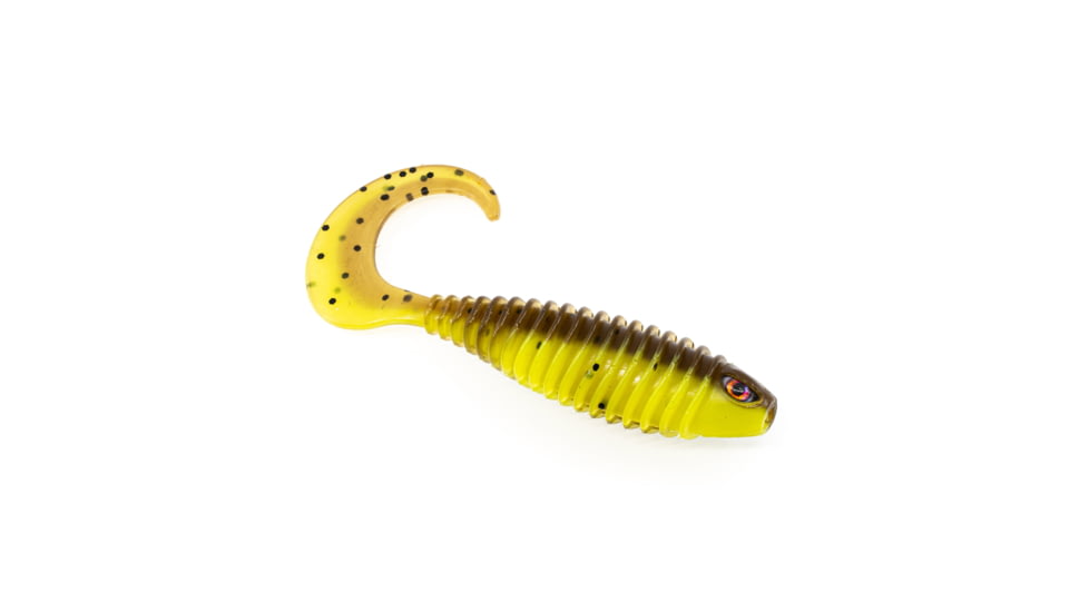 Chasebaits Curly Bait Soft Bait, 8, 3in, Lime Tiger, CB3-106