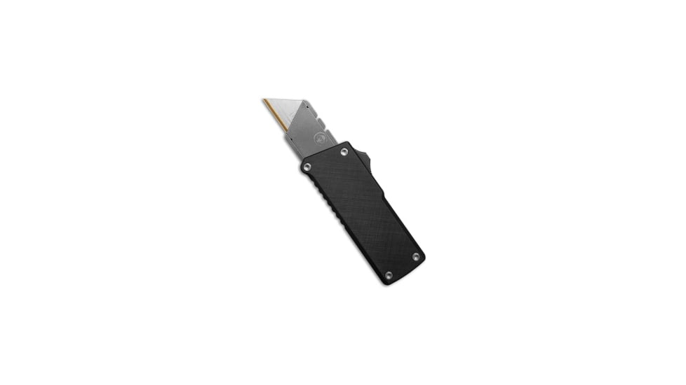 Chaves Knives OTF Folding Knife, Black Handle, Cross-Hatch, Black/Gray, 5.25 inch, BHQ-202716