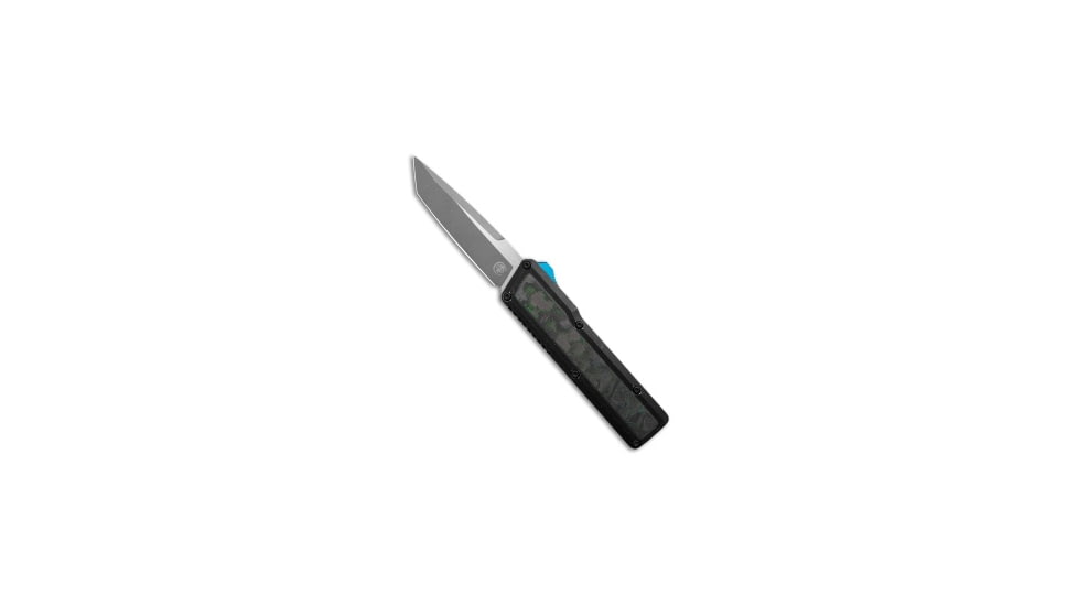 Chaves Knives Chaves Dissident OTF Tanto Knife Black Battleworn Al/Kelp Carbon Fiber 3.8" SW, Black/Blue/Green, Bohler M390, adult, BHQ-235794