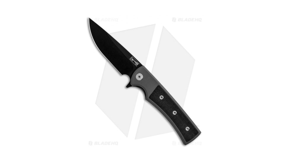 Chaves Knives Liberation Street Flipper Folding Knife, 3.375in, CPM S35VN Stainless Steel, Drop Point Blade, Micarta, Titanium Black/Gray Handle, Black/Black/Gray, 7.50in, BHQ-85469