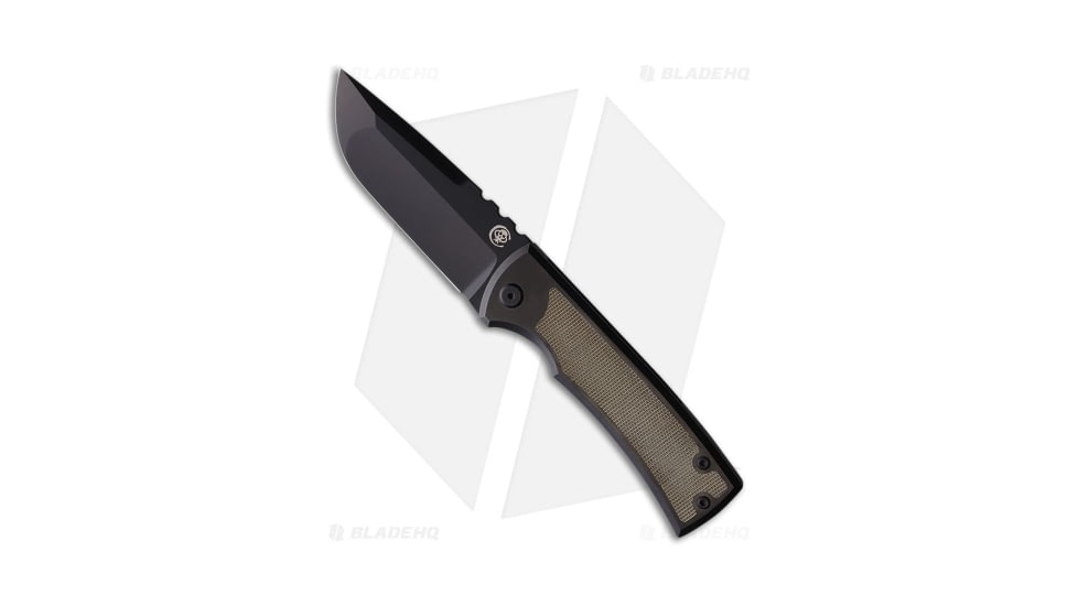 Chaves Knives Redencion 229 Folding Knife, 3.63in, Bohler M390 Stainless Steel, Drop Point Blade, Micarta, Titanium Green Handle, w/ Inlays On Both Sides, Black/Green, 8.22in, BHQ-194009