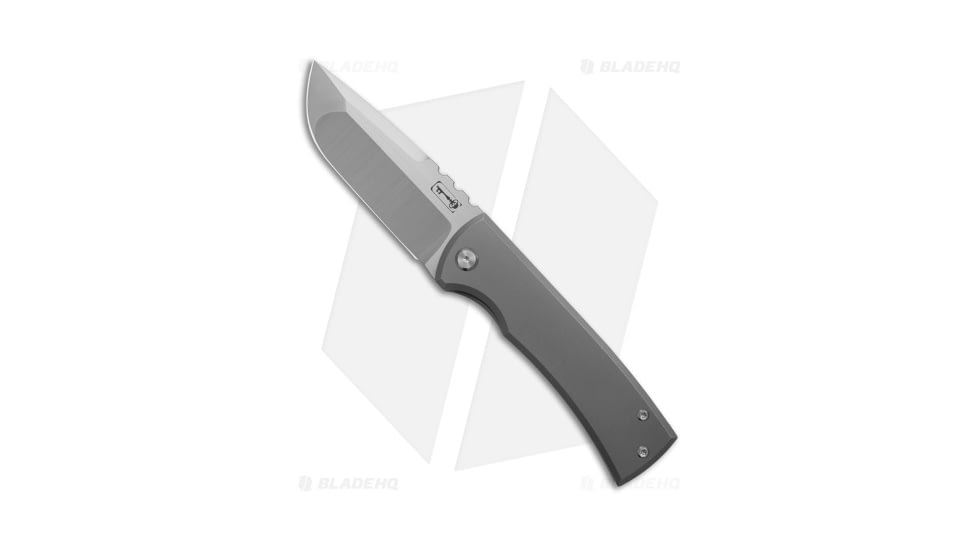 Chaves Knives Redencion 229 Folding Knife, 3.63in, Bohler M390 Stainless Steel, Drop Point Blade, Titanium Gray Handle, w/ Kickstop, Steel/Gray, 8.25in, BHQ-182083