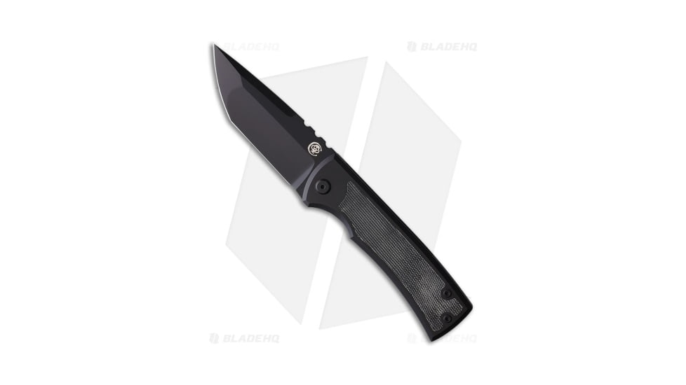 Chaves Knives Redencion 229 Folding Knife, 3.63in, Bohler M390 Stainless Steel, Tanto Blade, Micarta, Titanium Black Handle, w/ Inlays On Both Sides, Black/Black, 8.22in, BHQ-194012