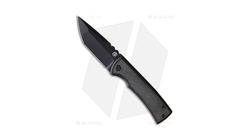 Chaves Knives Redencion 229 Folding Knife, 3.63in, Bohler M390 Stainless Steel, Tanto Blade, Micarta, Titanium Black Handle, w/ Inlays On One Sides, Black/Black, 8.22in, BHQ-194010