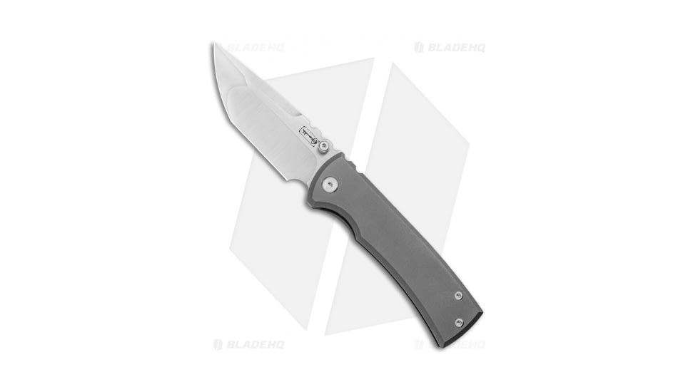 Chaves Knives Redencion 229 Folding Knife, 3.63in, Bohler M390 Stainless Steel, Tanto Blade, Titanium Gray Handle, w/ Belt Satin, Steel/Gray, 8.22in, BHQ-102163