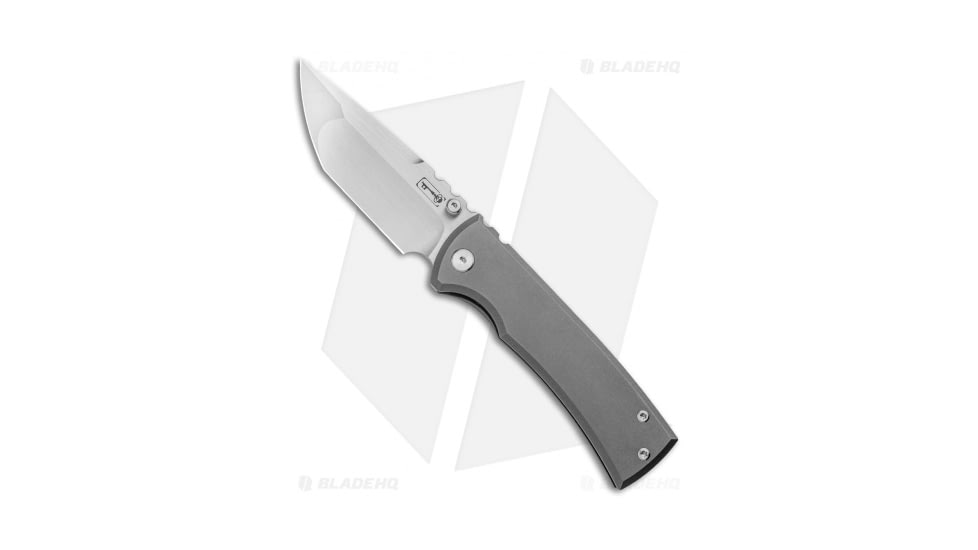 Chaves Knives Redencion 229 Folding Knife, 3.63in, Bohler M390 Stainless Steel, Tanto Blade, Titanium Gray Handle, w/ Hand Satin, Steel/Gray, 8.22in, BHQ-102161