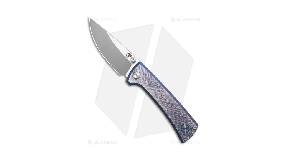 Chaves Knives Zero Forks RCK9 Folding Knife, 3.25in, Bohler M390 Stainless Steel, Drop Point Blade, Titanium Blue Handle, Stee/Blue, 7.25in, BHQ-218409