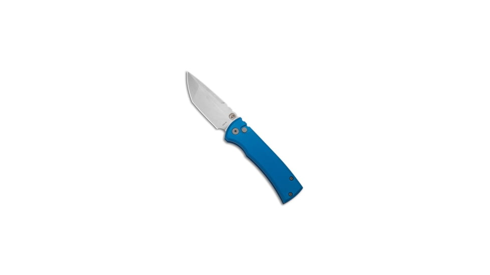 Chaves Knives Redencion Automatic Folding Knife, 3.375in, CPM S35VN, Tanto Blade, Aluminum, Blue Handle, Blue/Gray, 7.875 inch, BHQ-207984