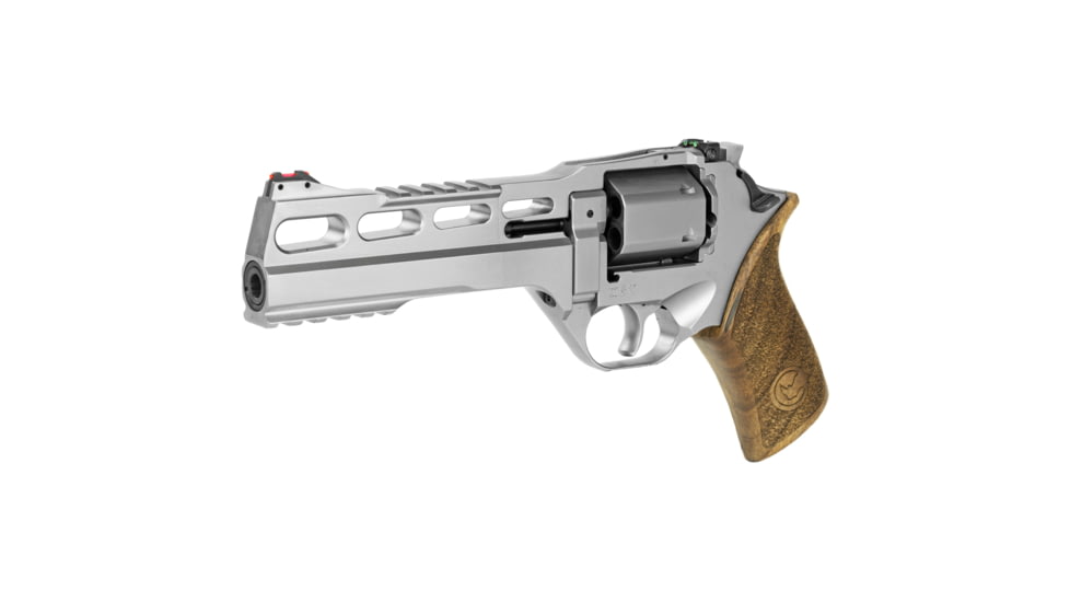 Chiappa Firearms Rhino 60SA Revolver, .357 Magnum/.38 Special, 6in Barrel, Fixed Fiber Optic Front Sight, Nickel Frame, Wood Grip, 6 Round Cylinder, CF340249