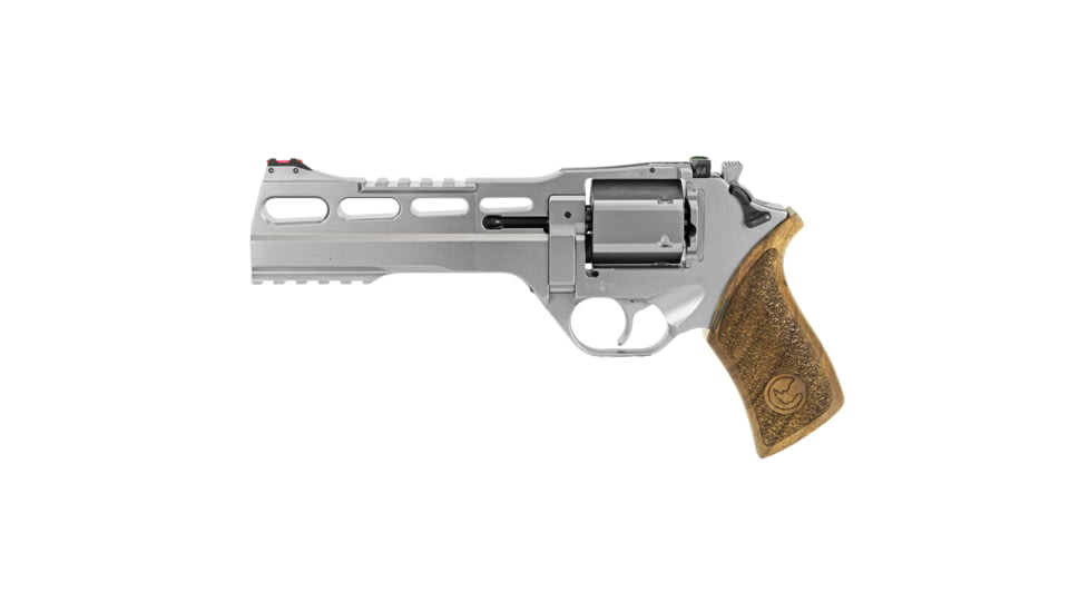 Chiappa Firearms Rhino 60SA Revolver, .357 Magnum/.38 Special, 6in Barrel, Fixed Fiber Optic Front Sight, Nickel Frame, Wood Grip, 6 Round Cylinder, CF340249