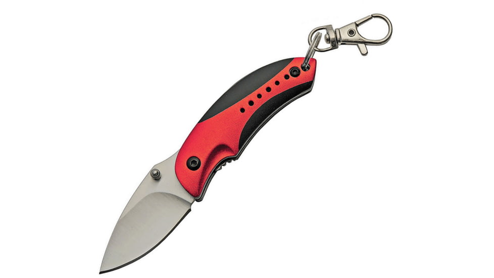 China Made Camper Linerlock Red Folding Knife, 1.75 satin finish 440 stainless blade, Black and red aluminum handle, 211516-RD