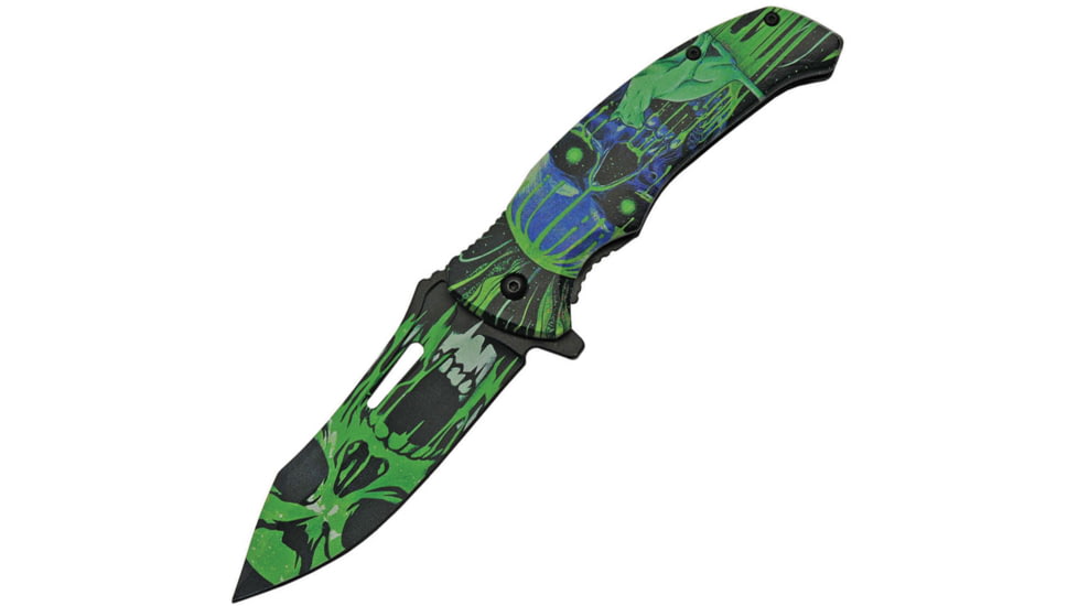 China Made Cat Eye Linerlock Green Folding Knife, 3.75 stainless blade, Synthetic handle, 300503-GN