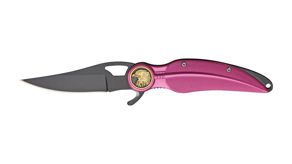 China Made Eagle Feather Linerlock Knife, Pink CN300232PK