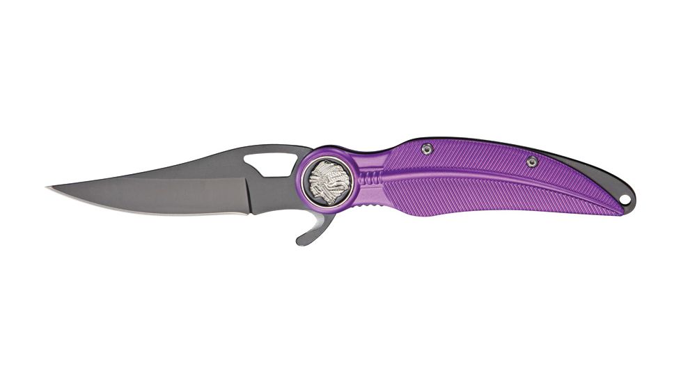 China Made Eagle Feather Linerlock Knife, Purple CN300233PU