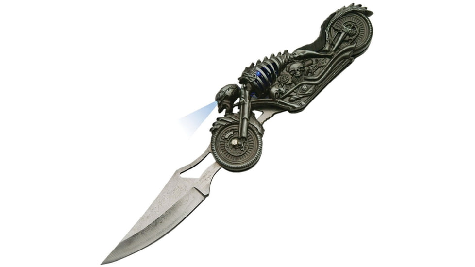 China Made Eagle Hunter Fixed Blade Folding Knife, 2.75in Satin SS Blade, Sculpted Aluminum, 211410