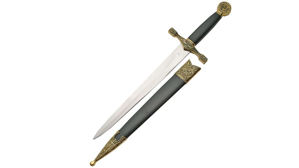 China Made Excalibur Dagger Fixed Blade Knife, 9.25in, Dagger Blade, Black, Composition Handle CN211347