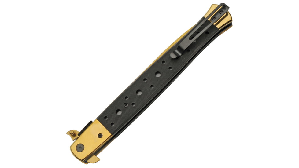 China Made Long Stiletto Linerlock Gold